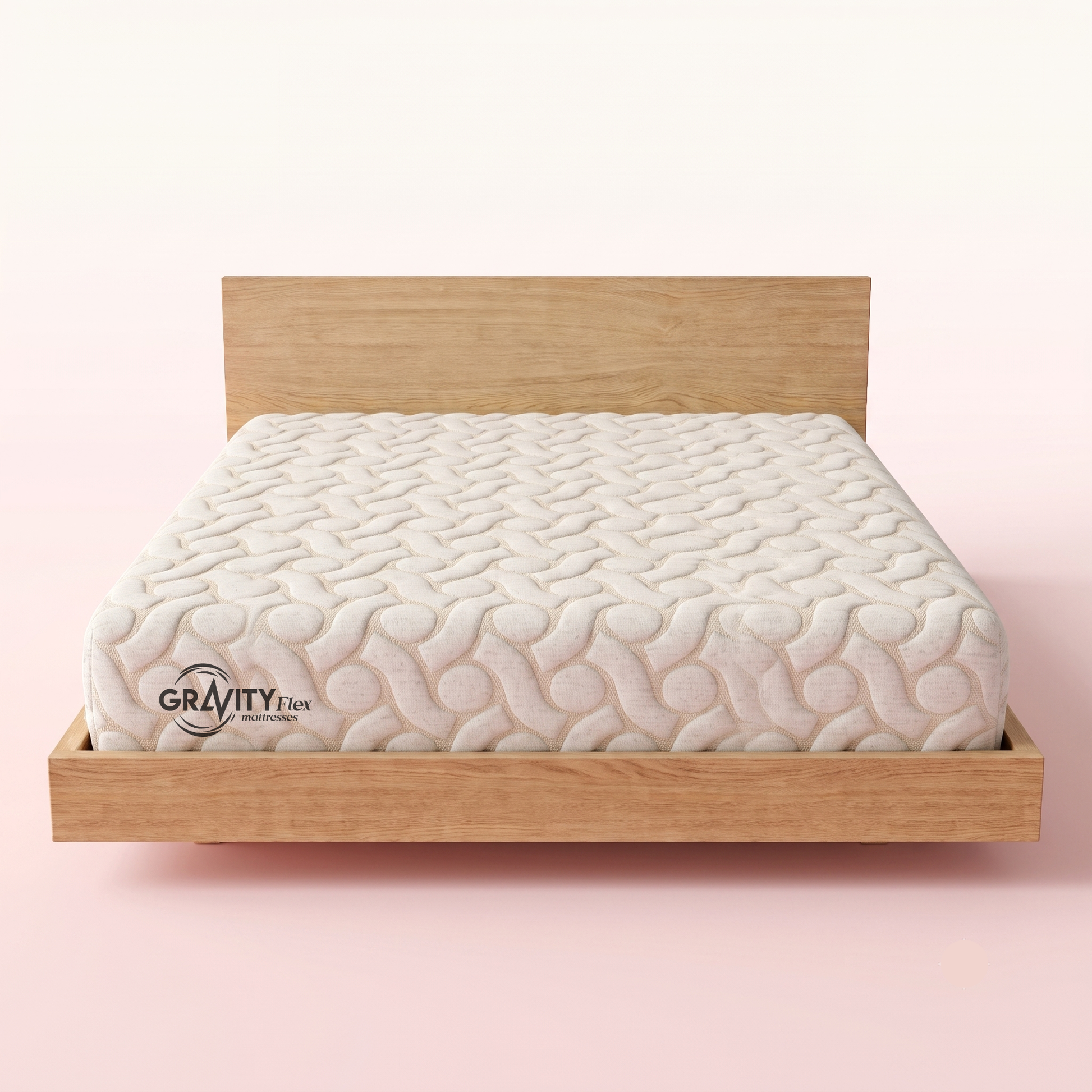 Gravity Flex Ortho Plus 6 inch mattress on an oak bed frame, front view