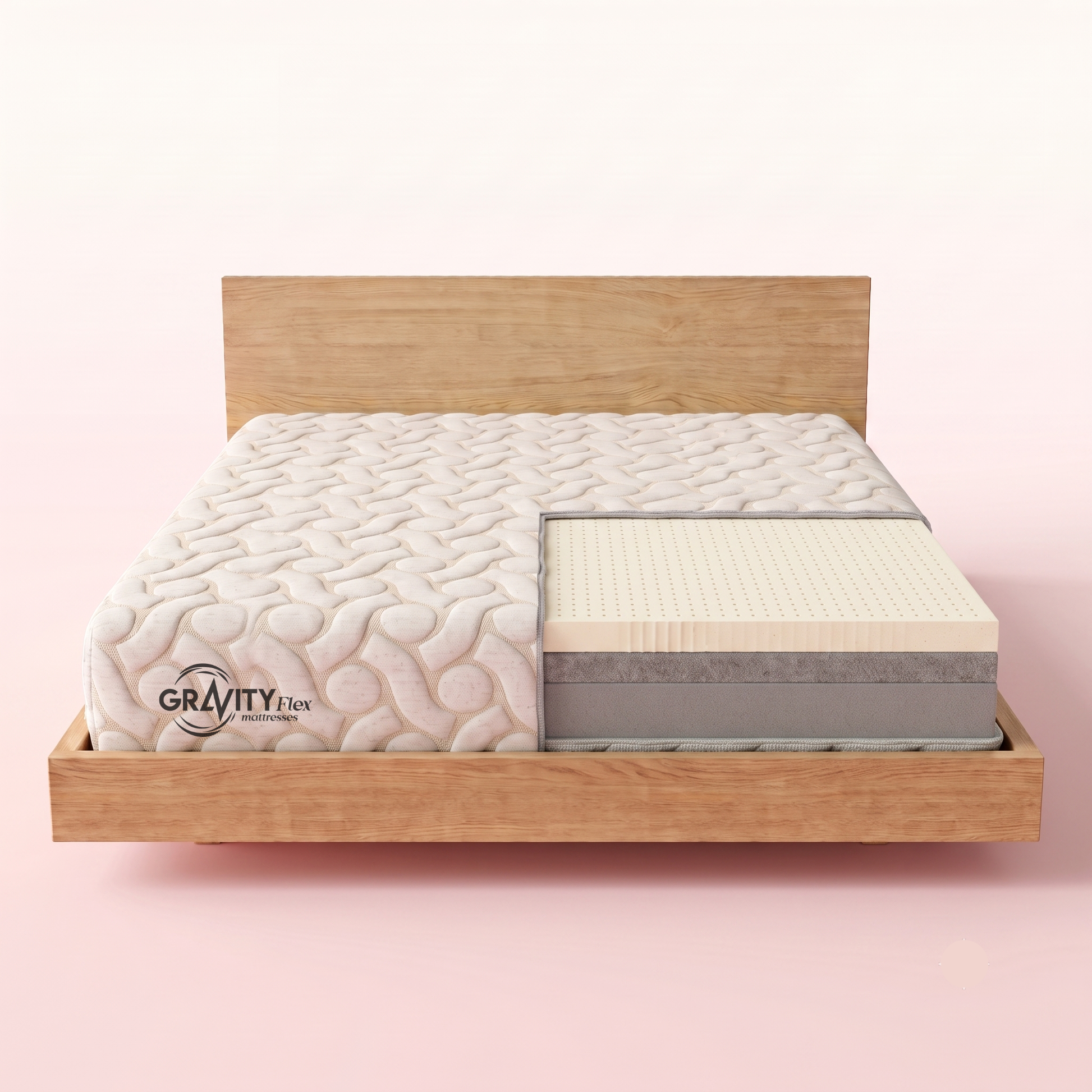 Cross-section of the Gravity Flex Ortho Plus mattress showing its 5 internal layers